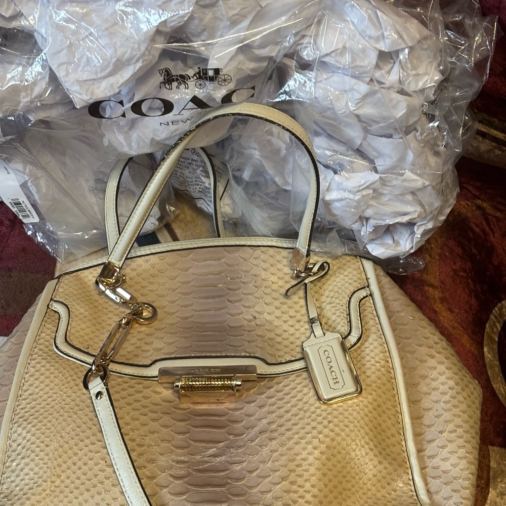 Coach Madison Pinnacle Python Embossed Dome Satch… - image 4